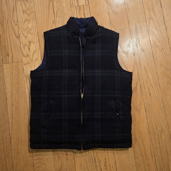 J.Press York Street Black Watch Plaid Down Vest S Reversible Down Puffer